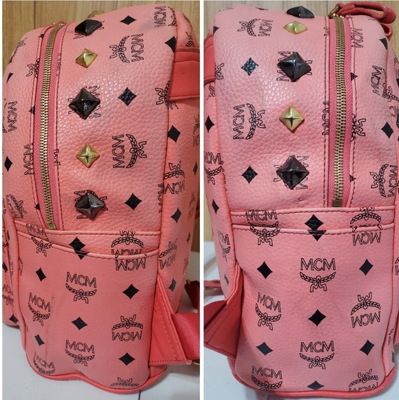 MCM Small Visetos Stark Backpack Pink - Picture 6 of 12
